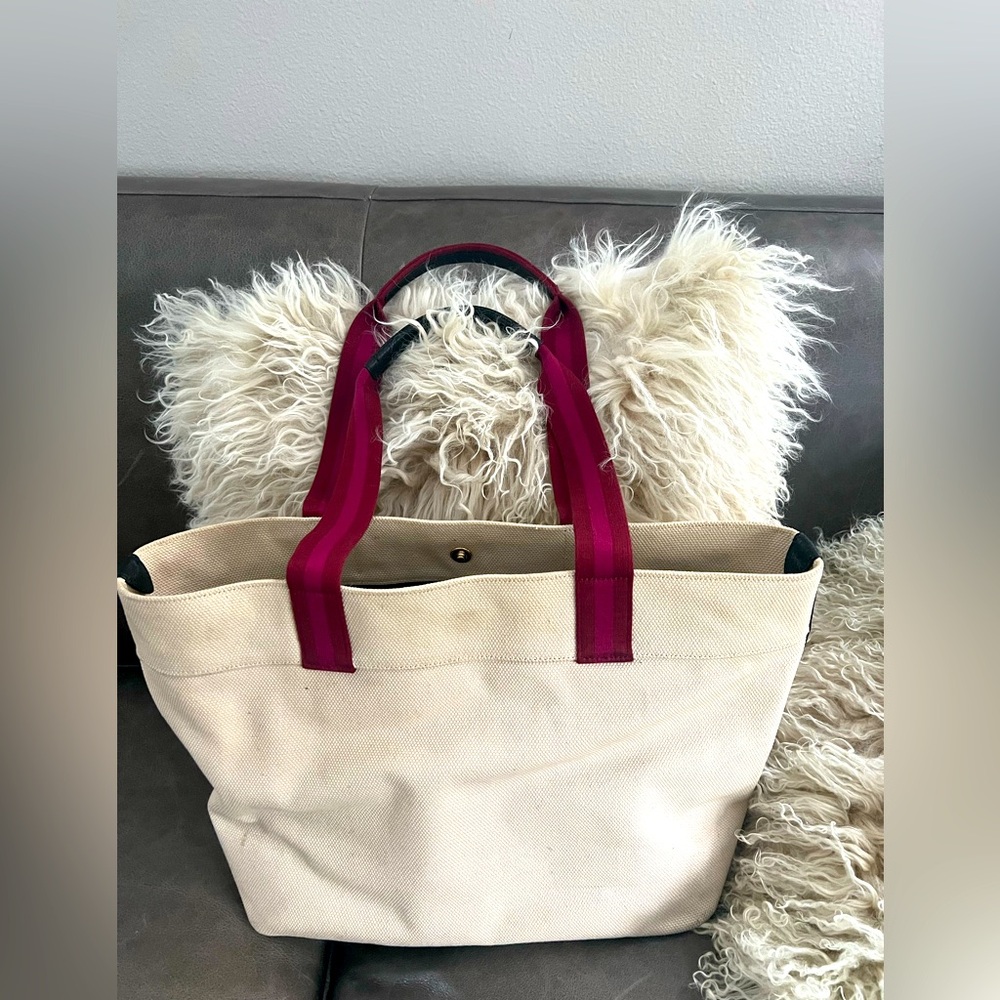 Coach Cream Tote with Pink Handles - Picture 5 of 12